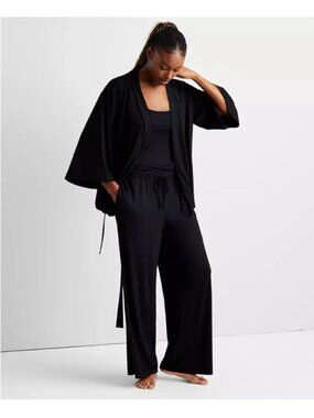 State of Day NEW 3-piece Fluid-Knit Pajama Set Women's SM Loungewear Black Modal